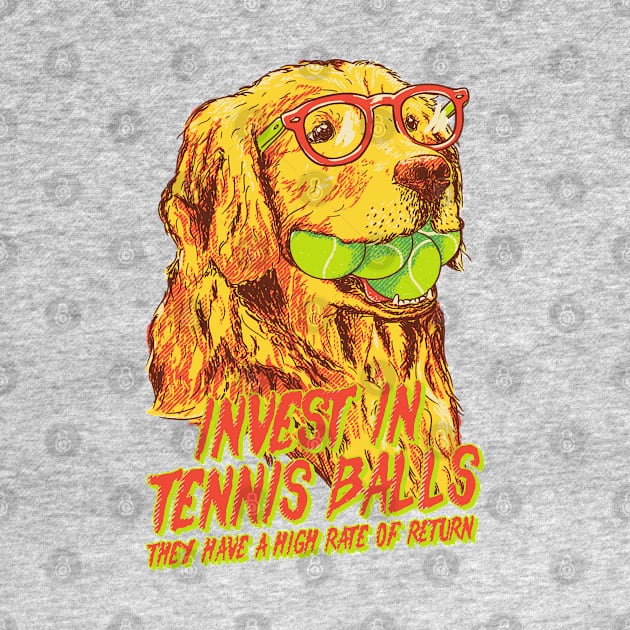 Good Boi Analytics - Invest in Tennis Balls | Funny Golden Retriever Business Plan by anycolordesigns